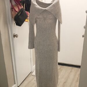 Elegant Gray Knit Dress